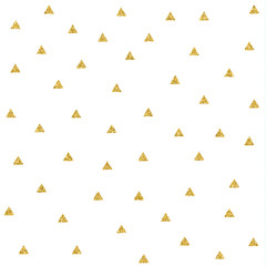 Seamless vector pattern with gold glitter scribble triangles.