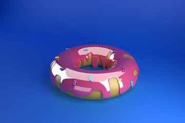 Colorful tasty donut on blue background. Glazed doughnut  for cake cafe decoration or menu design. Illustration