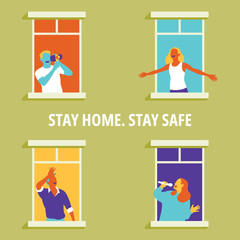 Stay at home awareness social media campaign and coronavirus prevention