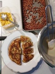 Apam balik, malaysian pancake with coconut milk, sweetcorn and peanuts