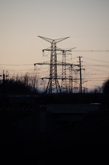 power lines at sunset