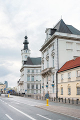Naklejka na ściany i meble Warsaw, Poland - February 2, 2020: Street view of Central part of Warsaw, Poland