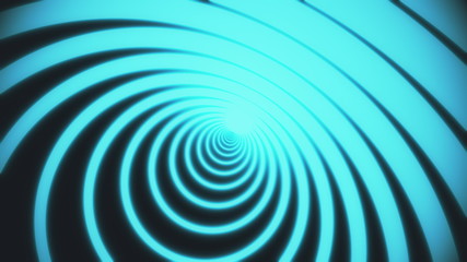 Abstract background with neon circles tunnel. 3d rendering animation of circles tunnel consisting of colorful blue neon lines on black background. Seamless loop 4K video