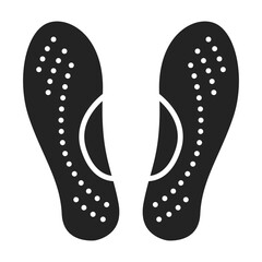 Orthopedic insoles black glyph icon. Orthotic arch support. Isolated vector element. Pictogram for web page, mobile app, promo.