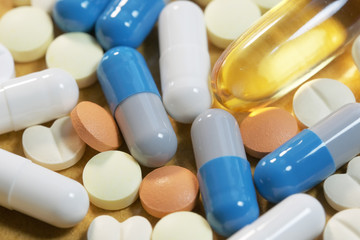 Medicines in the form of tablets of different colors
