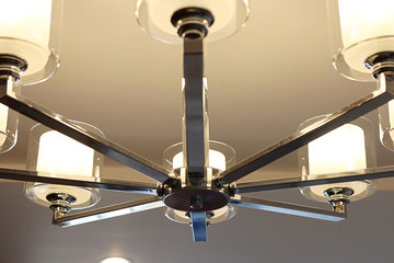 Close up detail of pendant chandelier, Beautiful ceiling lighting for interior design