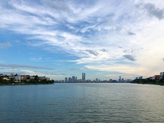 Fototapeta na wymiar Panorama of Hanoi, view from the West Lake, Tay Ho