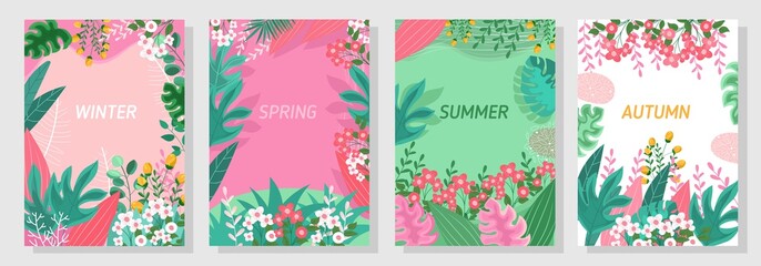 Vector set floral background, Nature background, banner, cover, templates, posters.