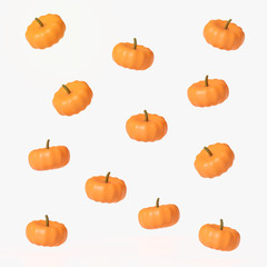 Orange Pumpkins 3d illustration float on white  background.