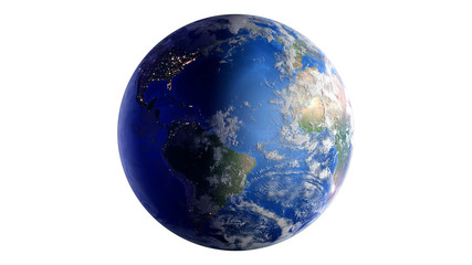 The Earth Space Planet 3D illustration white background. elements from NASA