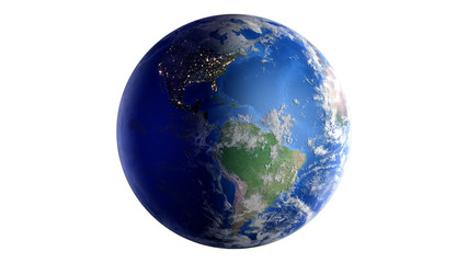 The Earth Space Planet 3D illustration white background. elements from NASA