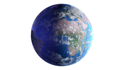 The Earth Space Planet 3D illustration white background. elements from NASA