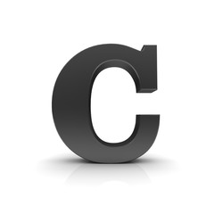 C letter 3d black sign alphabet text capital letter