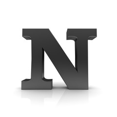 N letter 3d black sign alphabet text capital letter