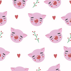 Cute seamless pattern with baby pig. creative childish print. Creat for fabric, textile. Vector illustration.