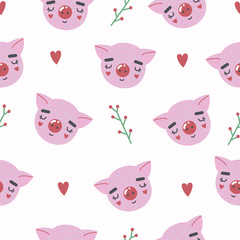 Obraz premium Cute seamless pattern with baby pig. creative childish print. Creat for fabric, textile. Vector illustration.