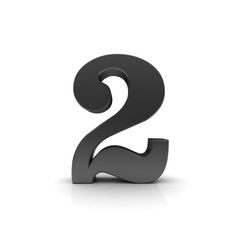 2 two number black 3d sign