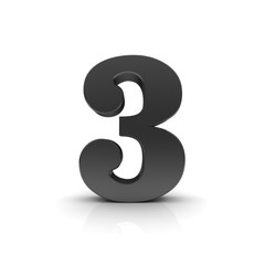 Naklejka premium 3 three number black 3d sign