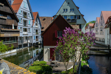 Germany the city of Ulm, the Fisherman's Quarter - these are narrow streets, bridges and houses,