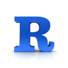 R letter blue 3d sign