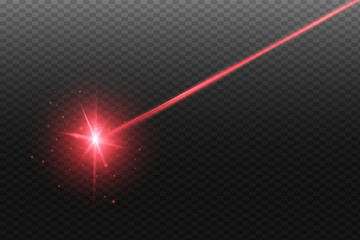 Abstract red laser beam. Transparent isolated on black background. Vector illustration.the lighting effect.floodlight directional