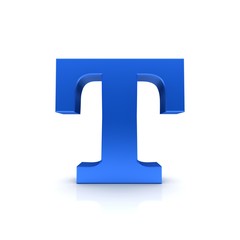 T letter sign blue 3d