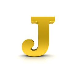 Naklejka premium J letter sign 3d character golden type alphabet capital