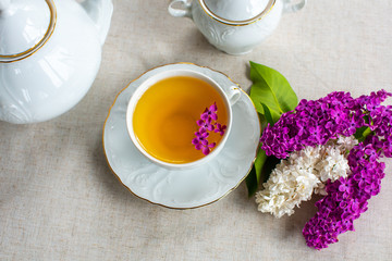 cup of tea with flowers