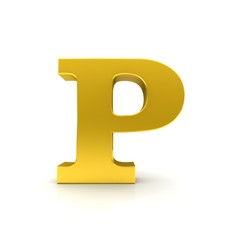 P letter golden sign 3d capital letter character type 