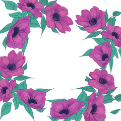 Flowers Frame On White Background