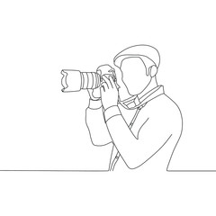 man is photographing something using the camera continuous line