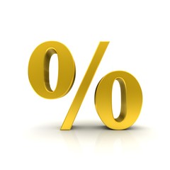 Sale discount percent sign 3d symbol gold icon