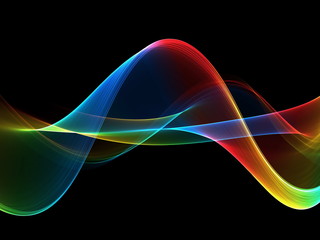 Abstract colourful wave on a black background 