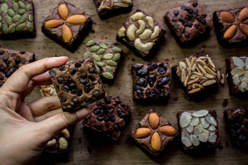 Homemade Gooey Double Chocolate Brownies.
