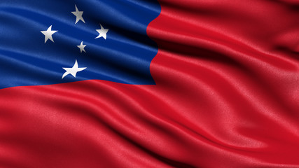 3D illustration of the flag of Samoa waving in the wind.