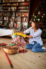 Girls at home cleaning glass cover