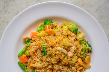 Fried rice, Asian fried rice,  Healthy food fried rice chicken with egg and vegetable.