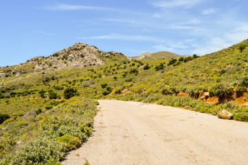 Crete island mountains and winding road.