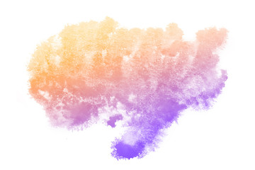 Abstract purple and orange watercolor textuer on white background.