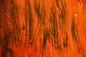 Plaque métallique colorée orange avec des tâches - Arrière plan grunge