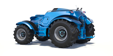 3D rendering of a brand-less generic self driving tractor concept, in studio environment