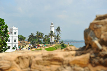 white lighthouse on the beach i Sri-Lanka
