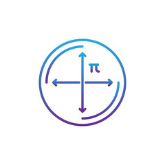 circle diameter vector icon symbol education isolated on white background