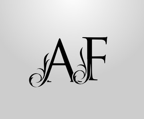 Classy A, F and AF Letter logo. Graceful Floral Alphabet Mark for book design, letter stamp, weeding card, brand name, Restaurant, Boutique, Hotel.