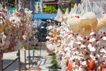 Colorful shells mobile hanging for sale, beautiful handmade Seashell for decoration.