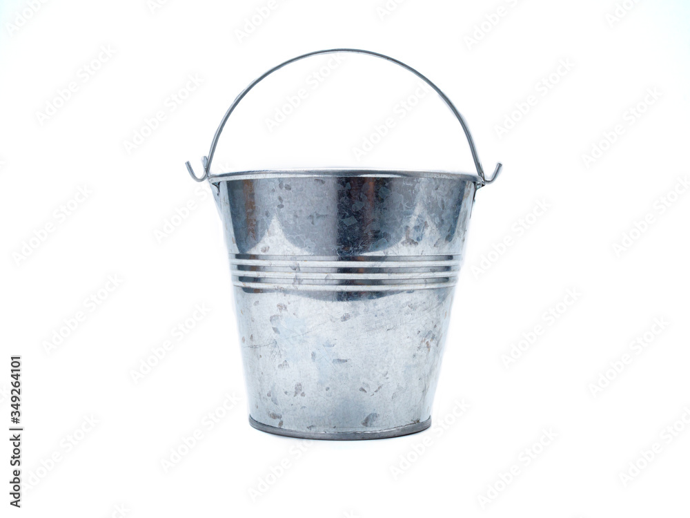 Wall mural metal zinc bucket isolated on white background