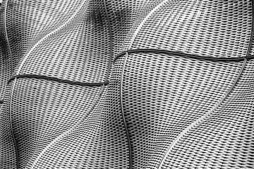 Curves.
Black and white abstract picture of a huge metallic structure with nice curves shapes who looks like a bra or women's breasts 