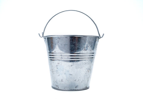 metal zinc bucket isolated on white background