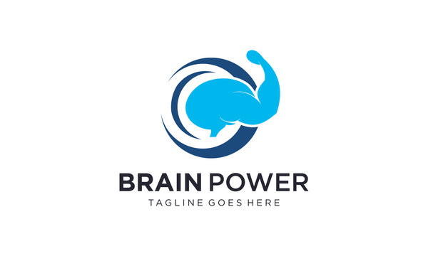 Brain power with electric symbol for logo design vector editable