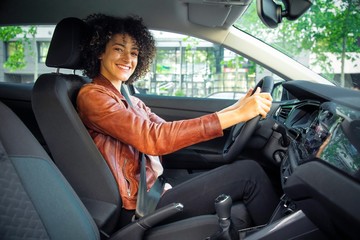 woman in car